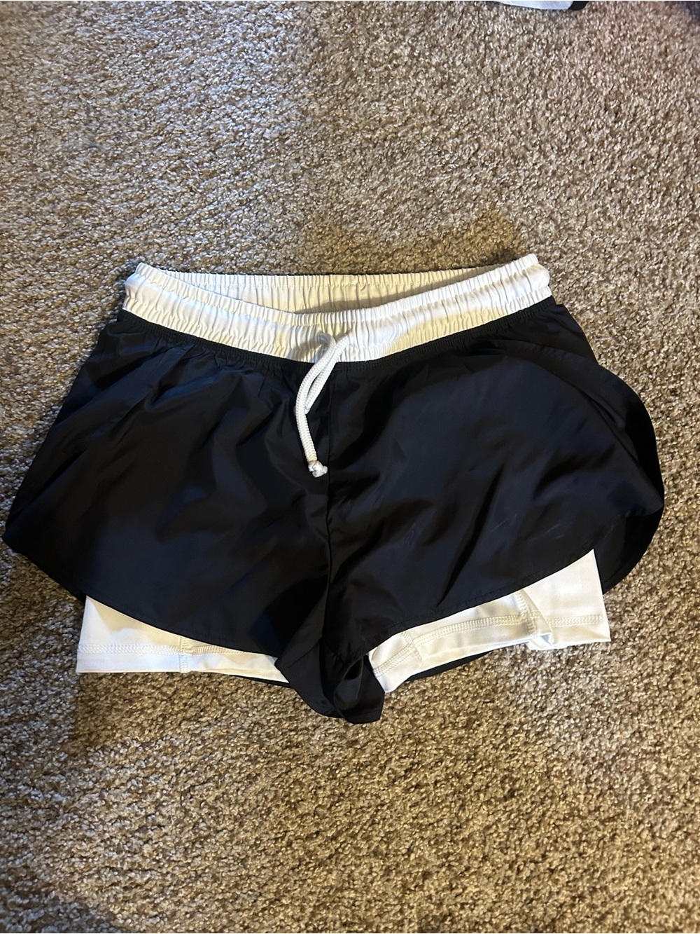 Aeropostal Black and White Athletic Layered Shorts